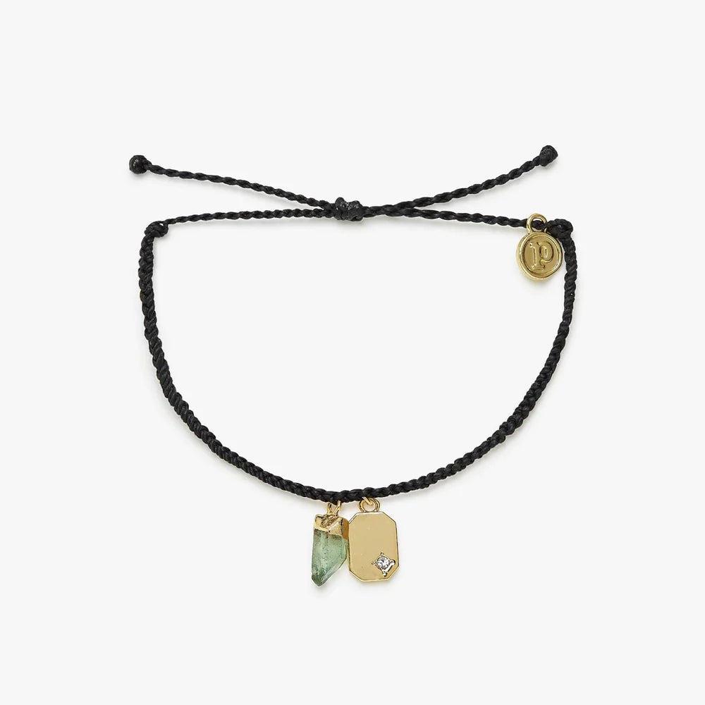 RAW EMERALD GOLD CHARM BRACELET