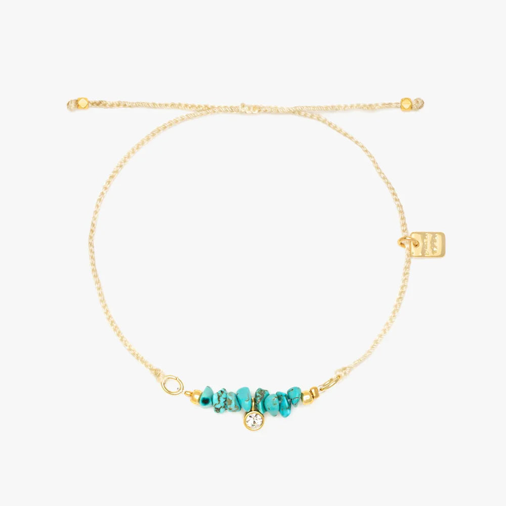 TURQUOISE BEAD CHARM DAINTY BRACELET