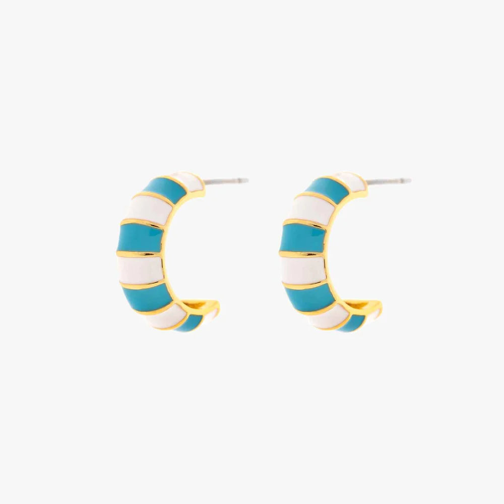 Striped Enamel Gold Hoop Earring