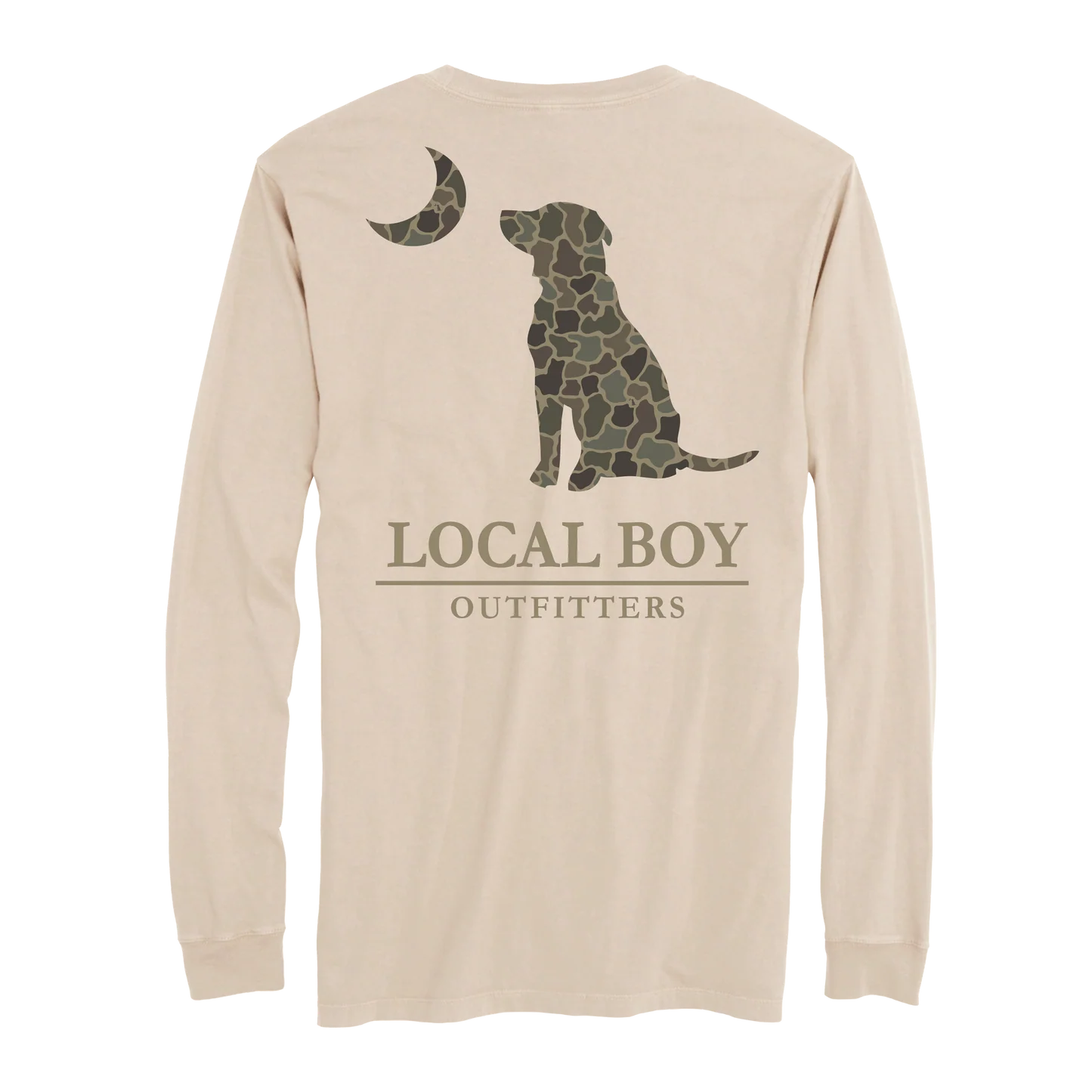 Youth Brush Camo Dog & Moon Long Sleeve T-Shirt