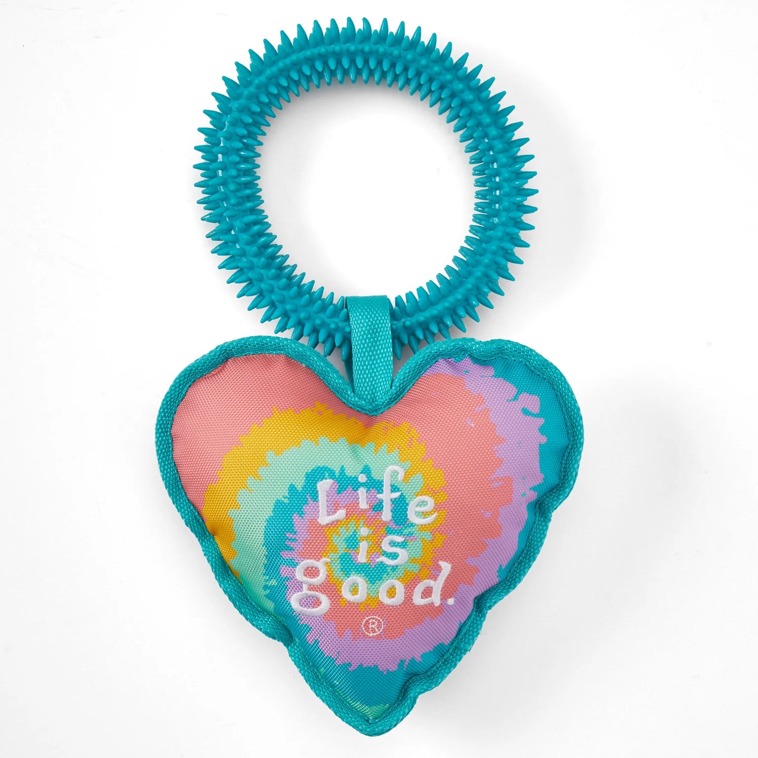 Vintage Tie Dye Teal Heart Jumbo Oxford and Spike Dog Toy