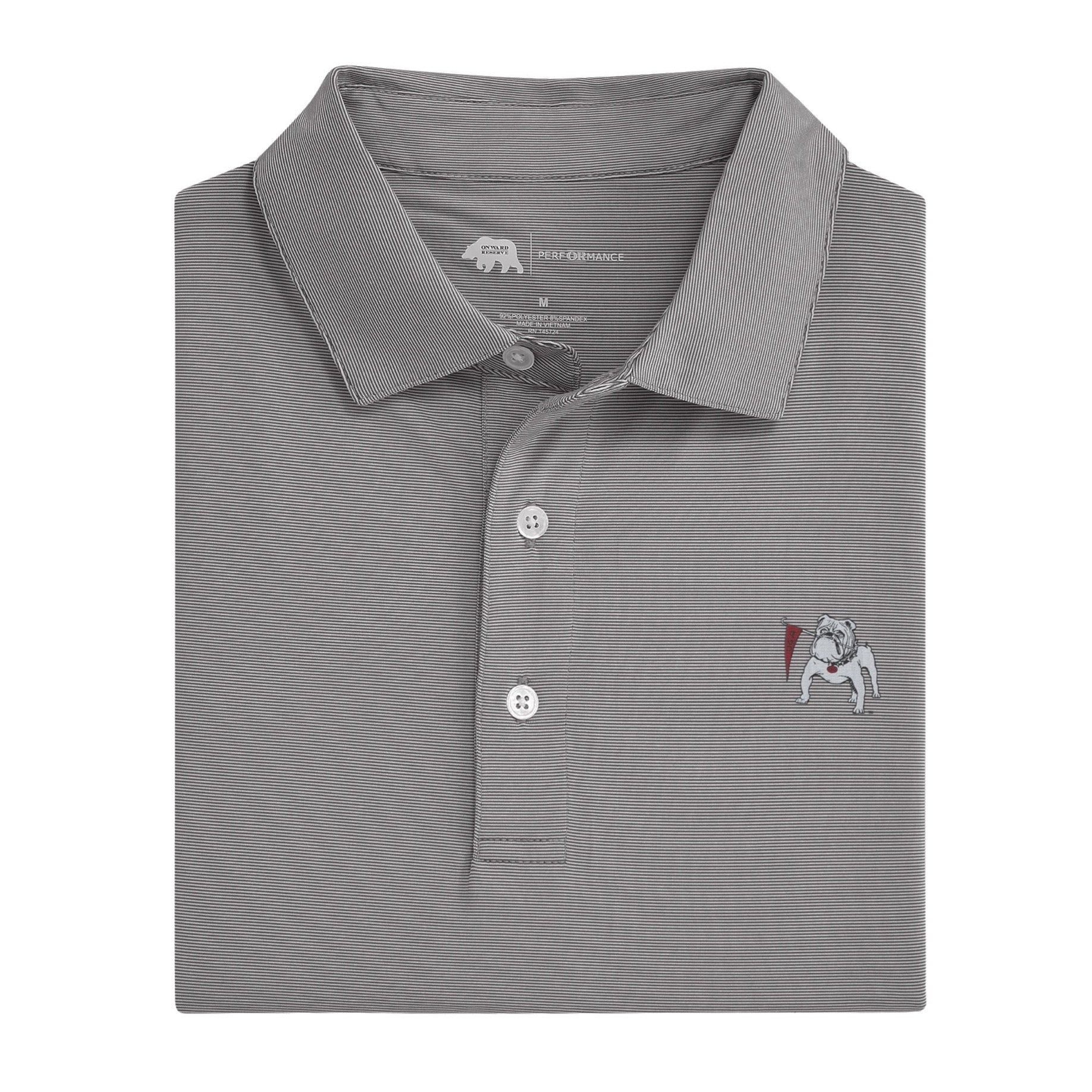 Hairline Stripe Vintage Bulldog Performance Polo