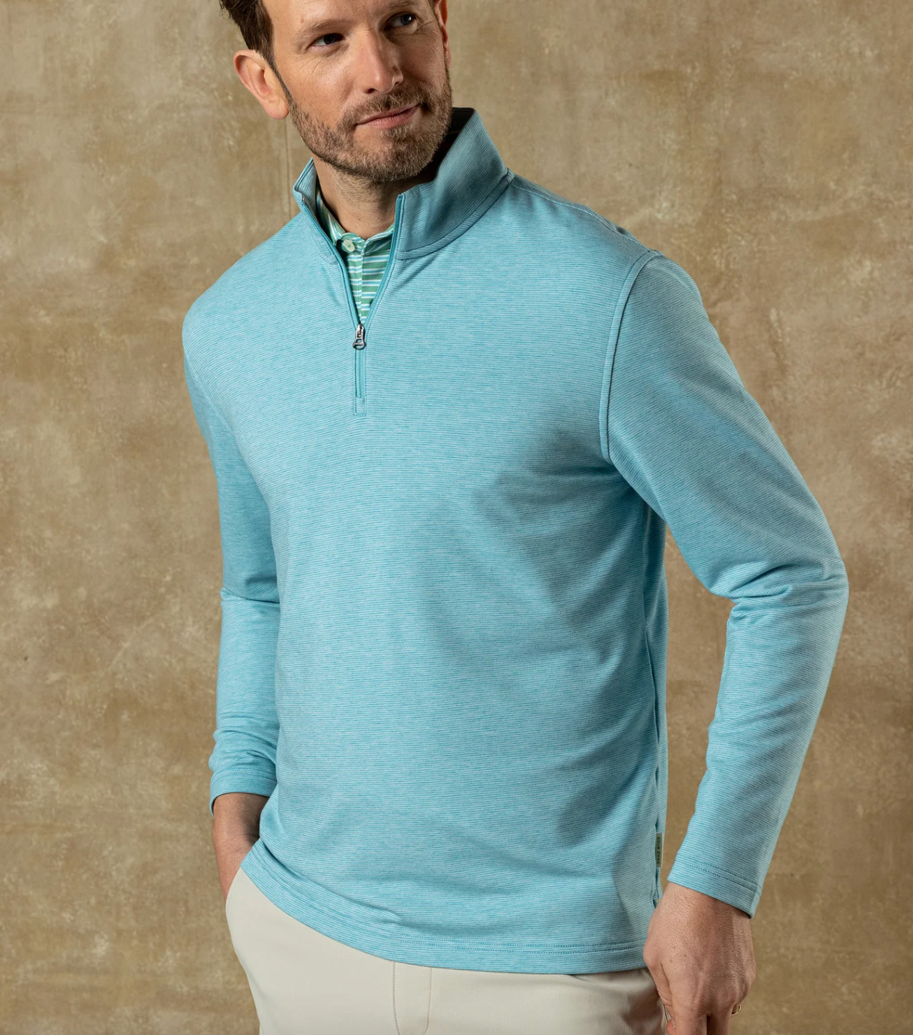 Summerford Striped Performance 1/4 Zip Pullover