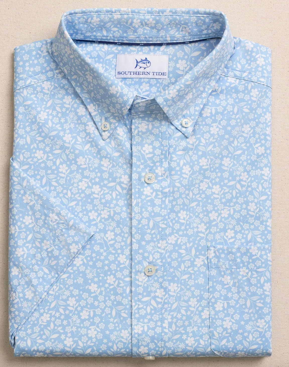 Garden Blooms Coastal Breeze Short Sleeve Sport Shirt