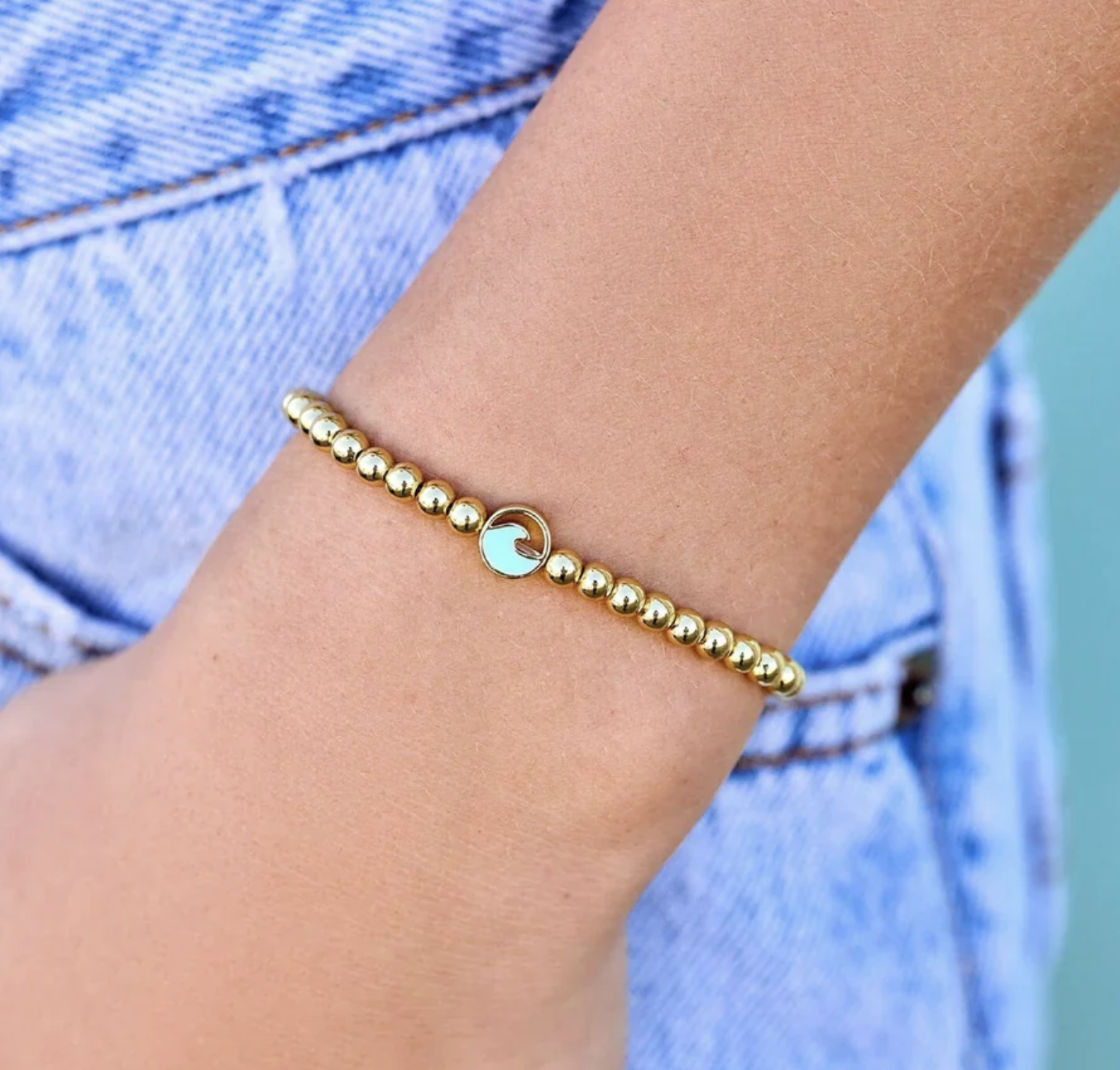 ENAMEL WAVE BALL BEAD STRETCH | Gold