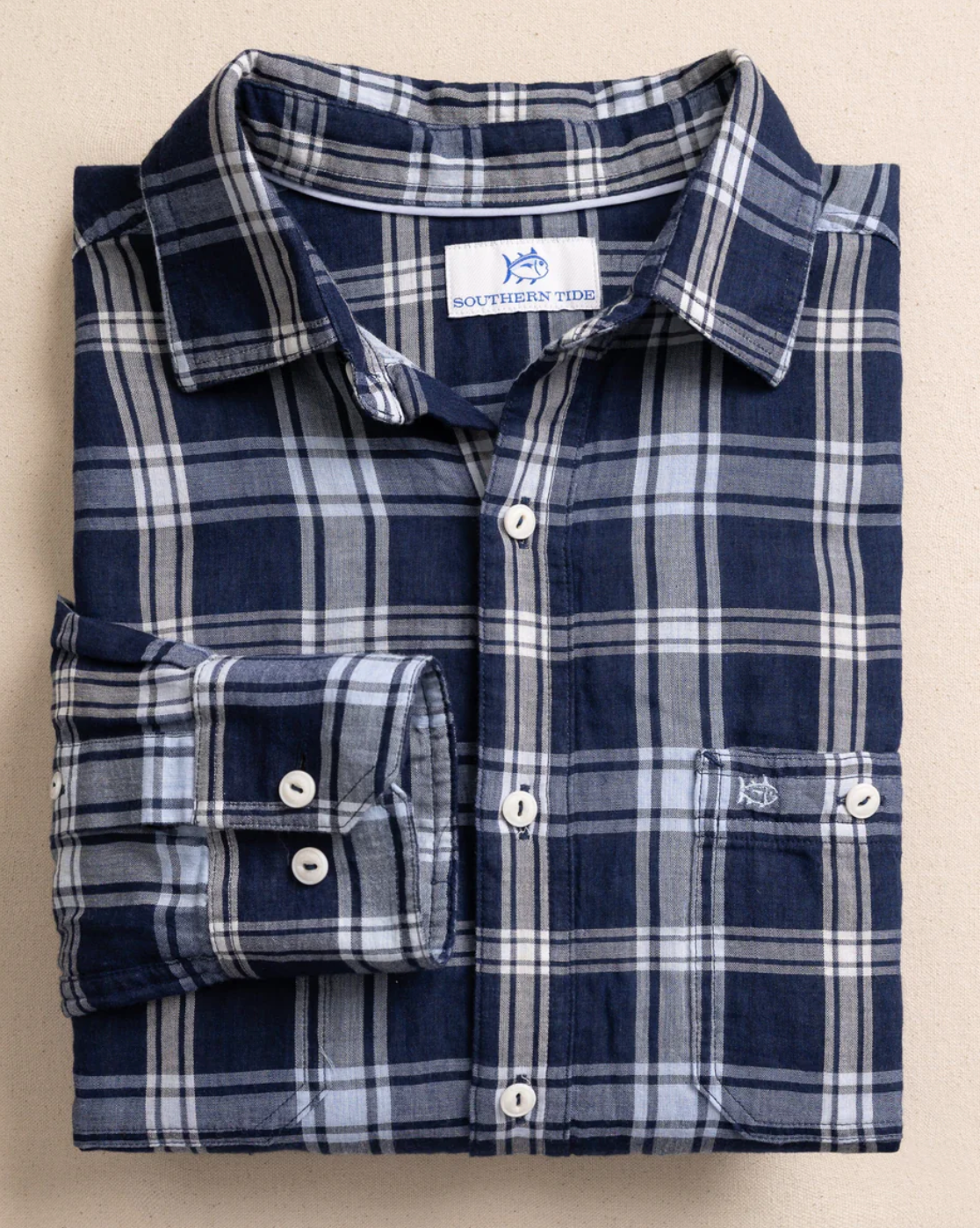 Somerset Plaid Heather Double Cloth Long Sleeve Sport Shirt