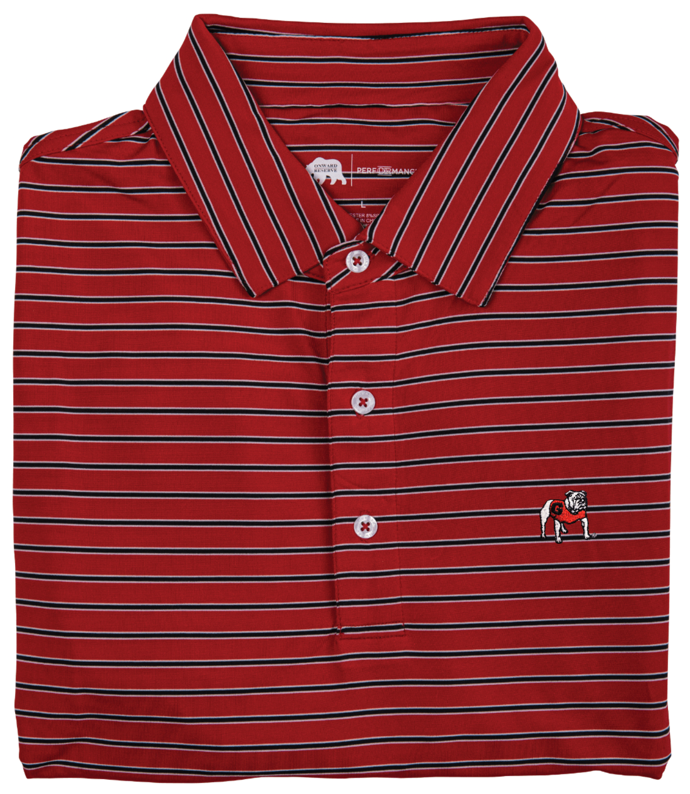 Eagle Stripe Standing Bulldog Performance Polo