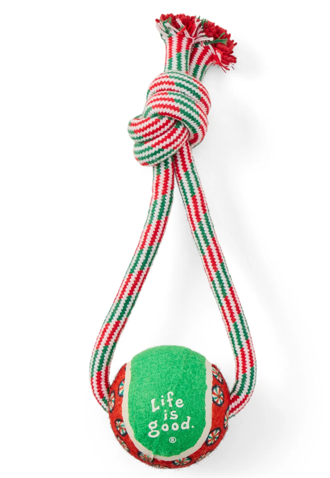 Life is Good Knot Rope Tennis Ball Dog Toy