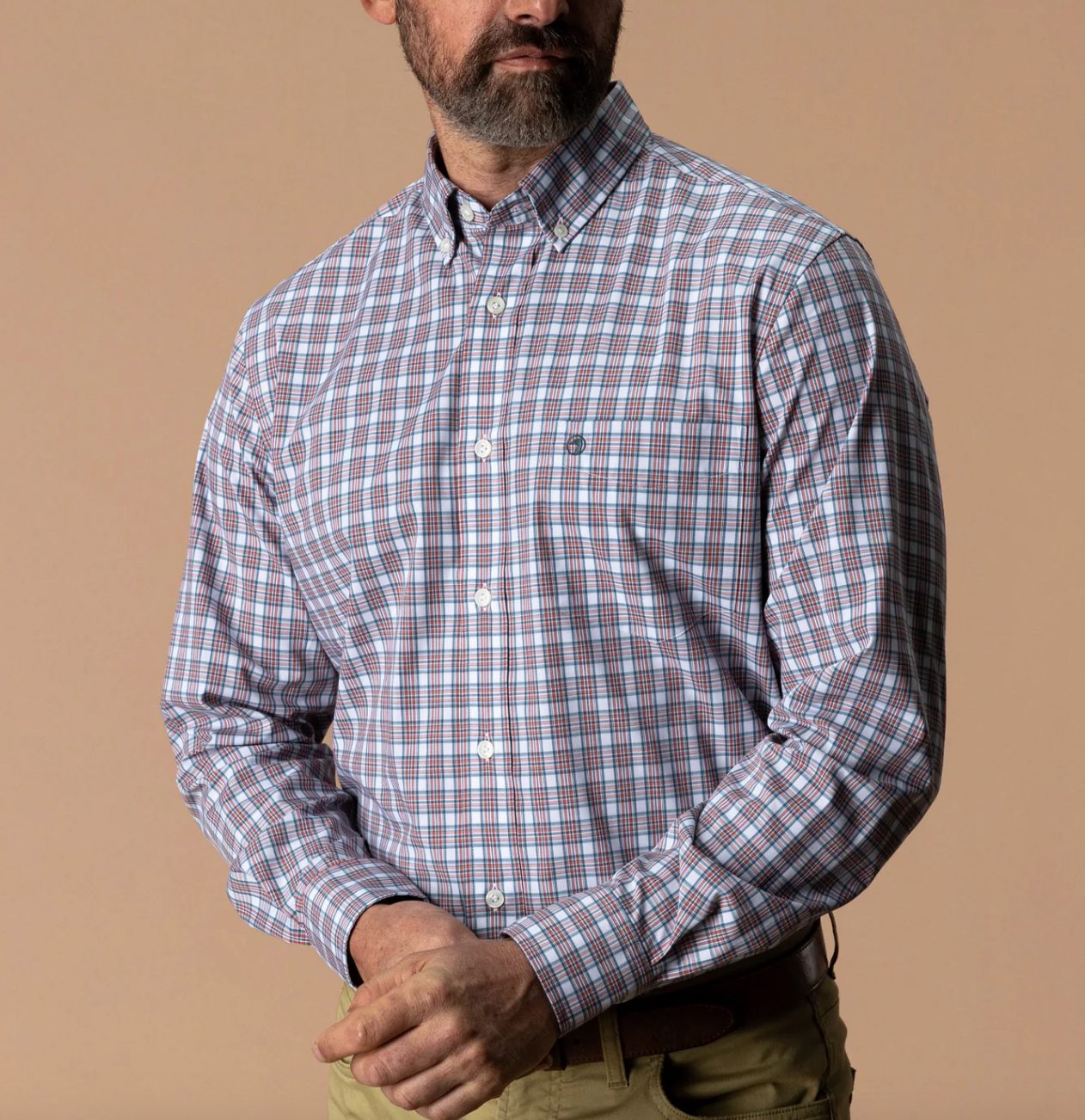 Barrett Plaid Performance Poplin Sport Shirt