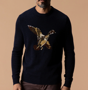 Flying Wood Duck Merino Intarsia Crewneck Sweater