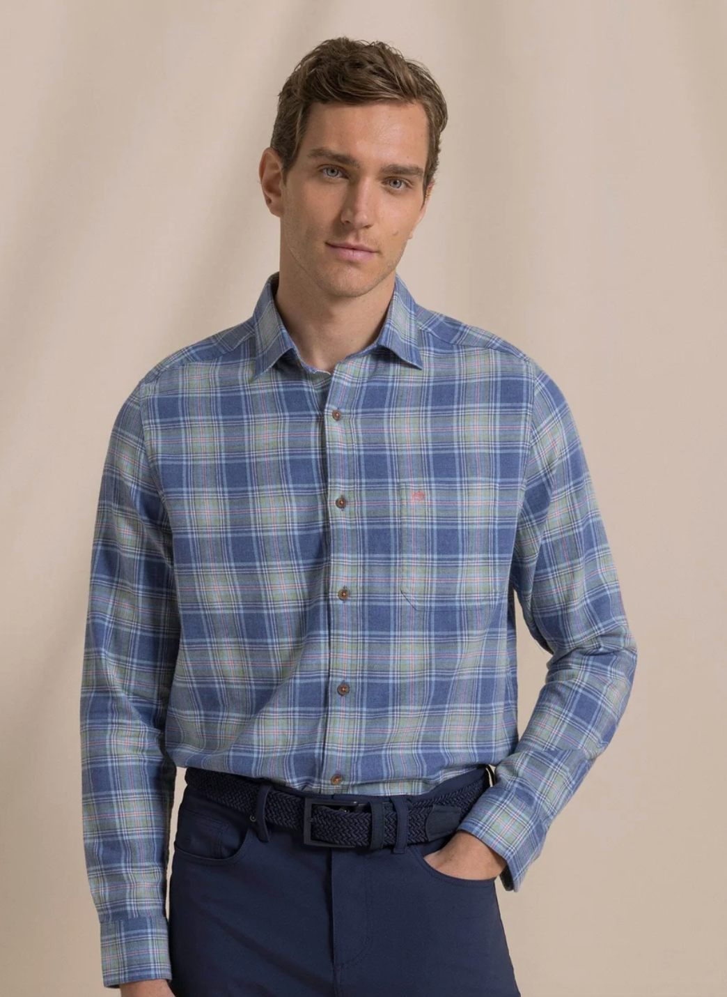 Ocean View Heather Brushed Twill Sport Shirt