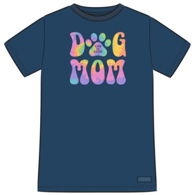 Women's Groovy Tie Dye Dog Mom Crusher Tee