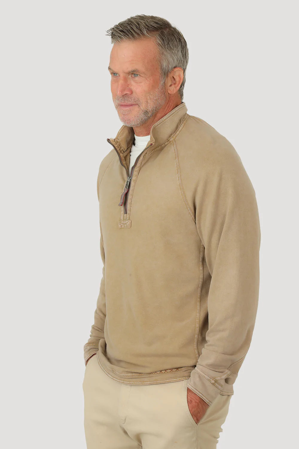 Cashmere Heather Flc Zip Raglan Pullover